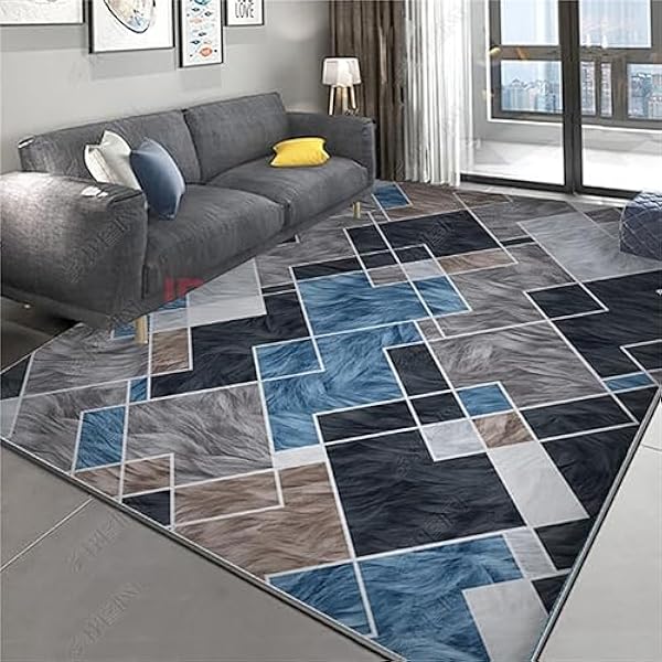 Gebied tapijten woonkamer tapijt, antislip zacht kristal fluwelen tapijt voor gemakkelijk schoon te maken, machinewasbaar tapijt voor woonkamer, slaapkamer, eetkamer wasbare tapijten (grijs zwart